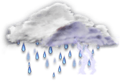 完全に曇り 時々 局地的に雷雨の可能性