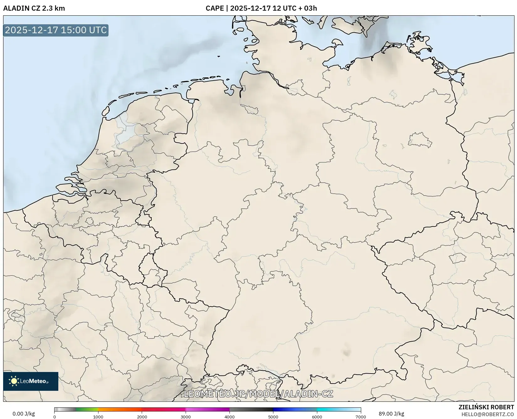 ALADIN CZ 2.3 km model - ドイツ, CAPE