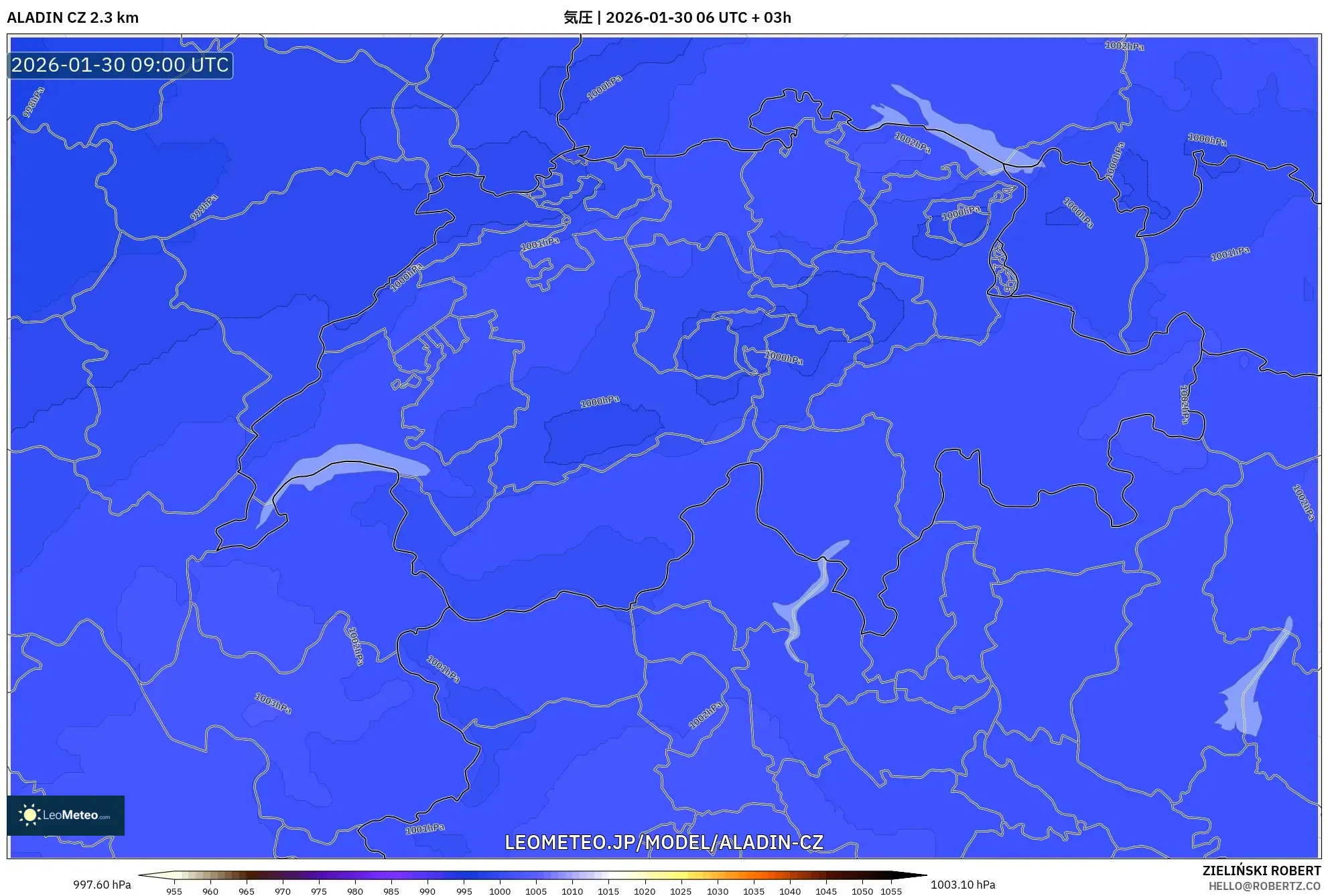 ALADIN CZ 2.3 km model - スイス, 気圧