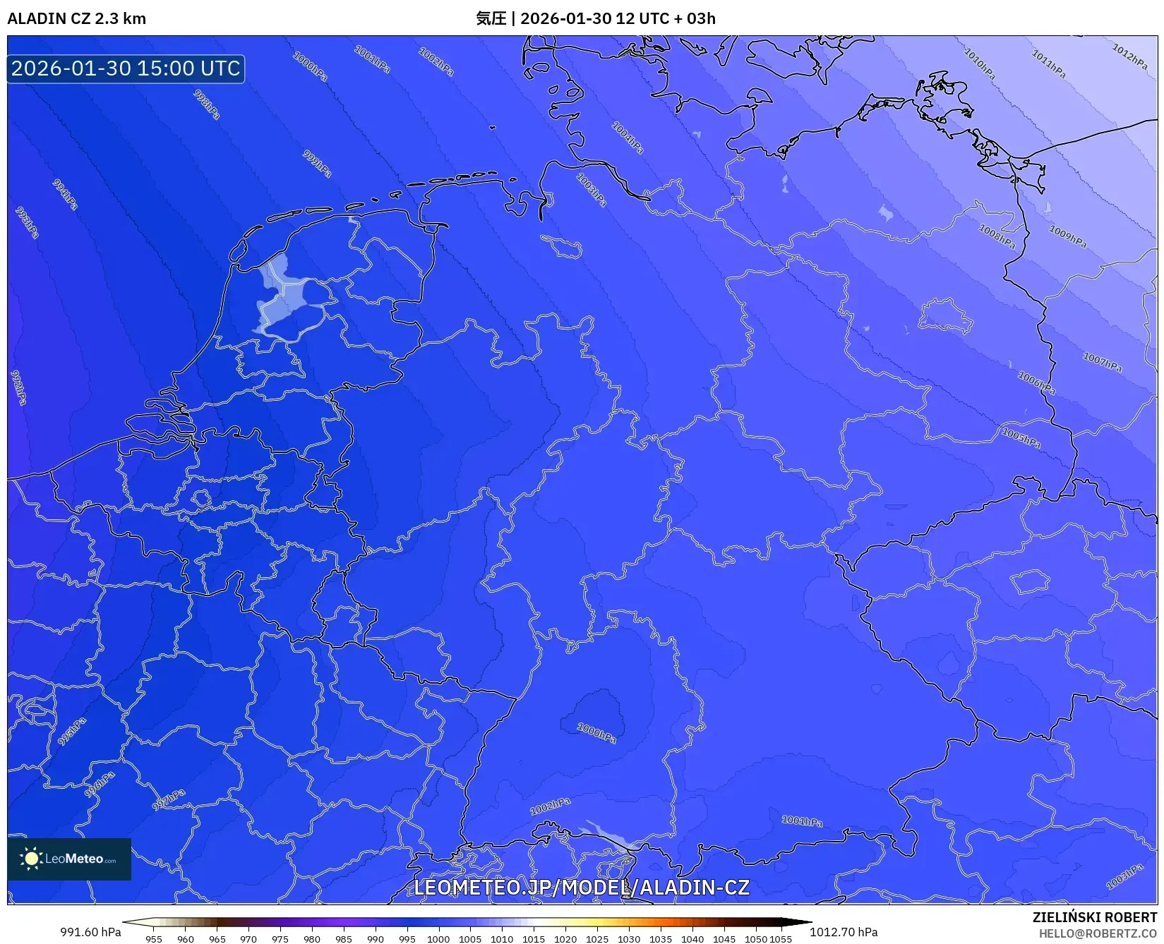 ALADIN CZ 2.3 km model - ドイツ, 気圧