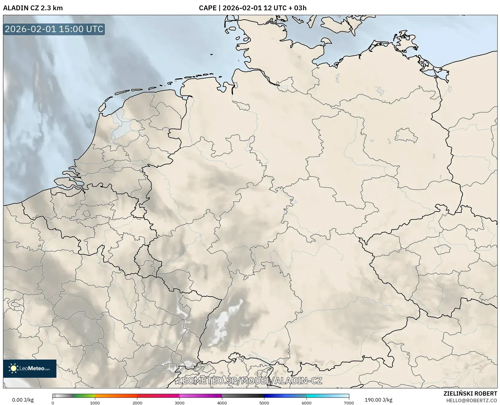 ALADIN CZ 2.3 km model - ドイツ, CAPE