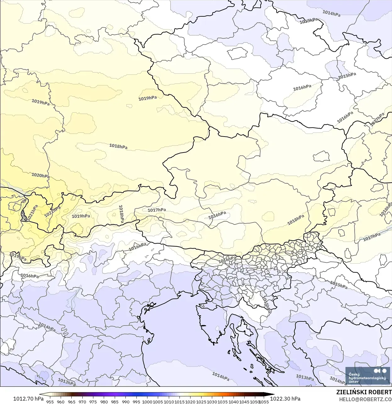 ALADIN CZ 2.3 km モデル - オーストリア, 気圧