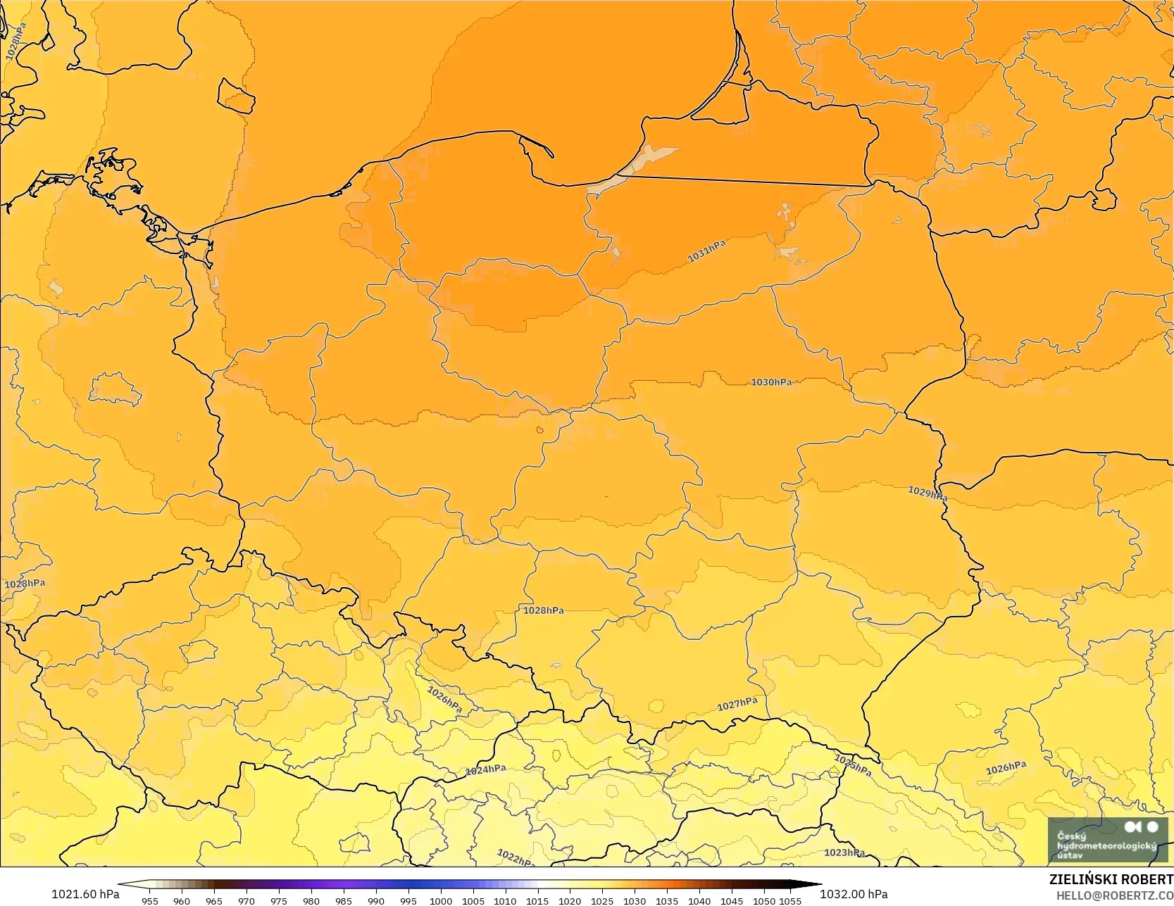 ALADIN CZ 2.3 km モデル - ポーランド, 気圧