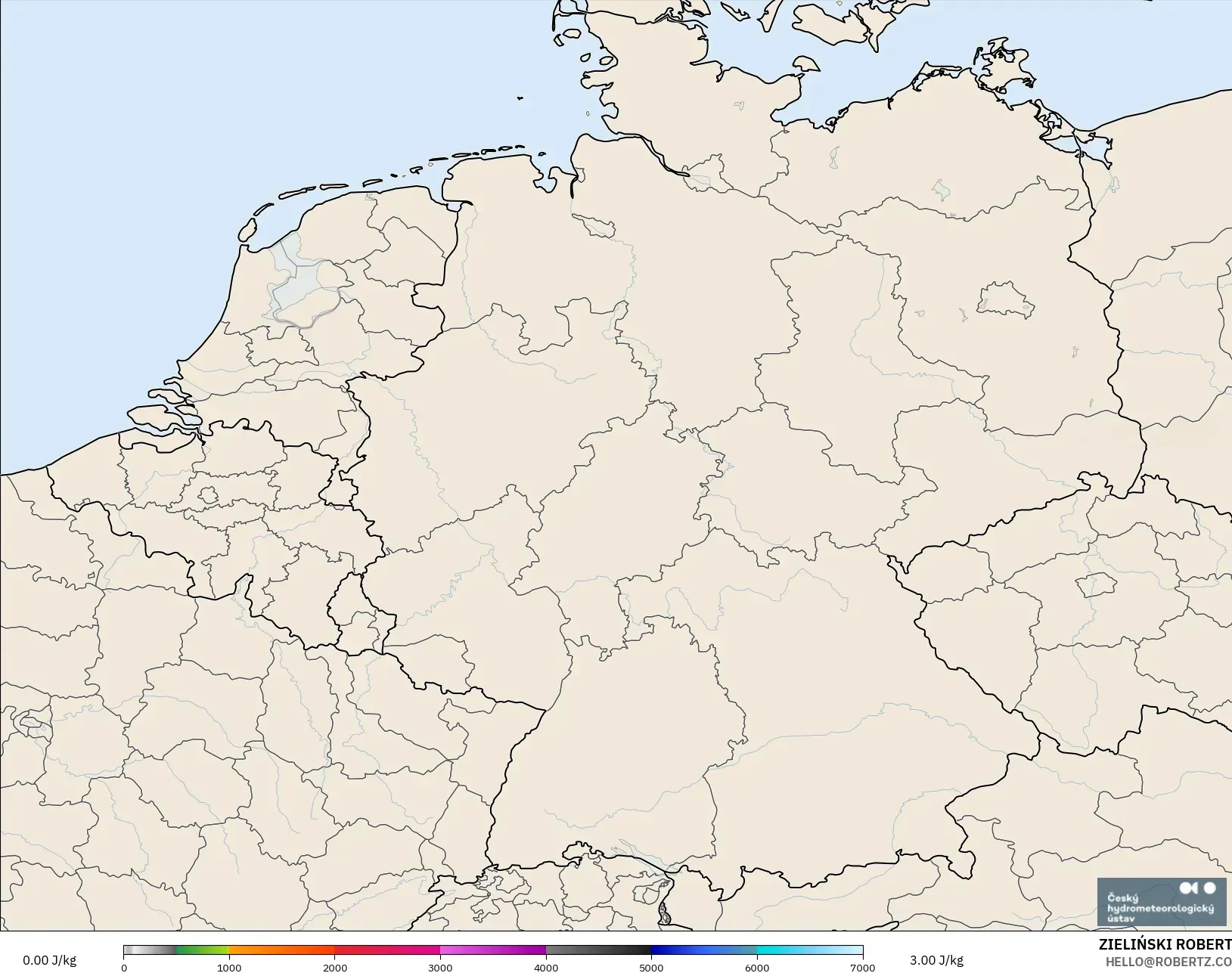 ALADIN CZ 2.3 km モデル - ドイツ, CAPE