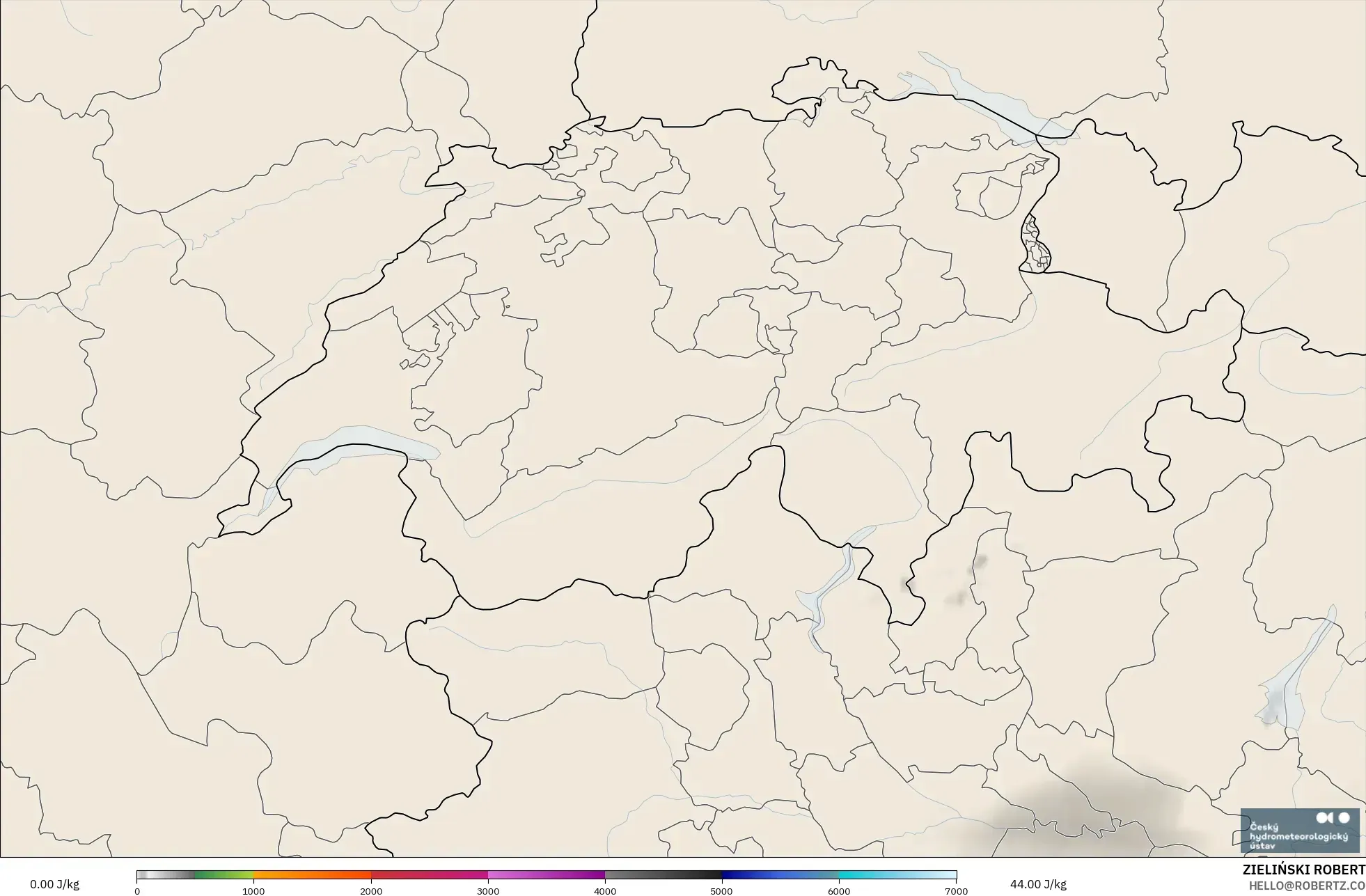 ALADIN CZ 2.3 km モデル - スイス, CAPE
