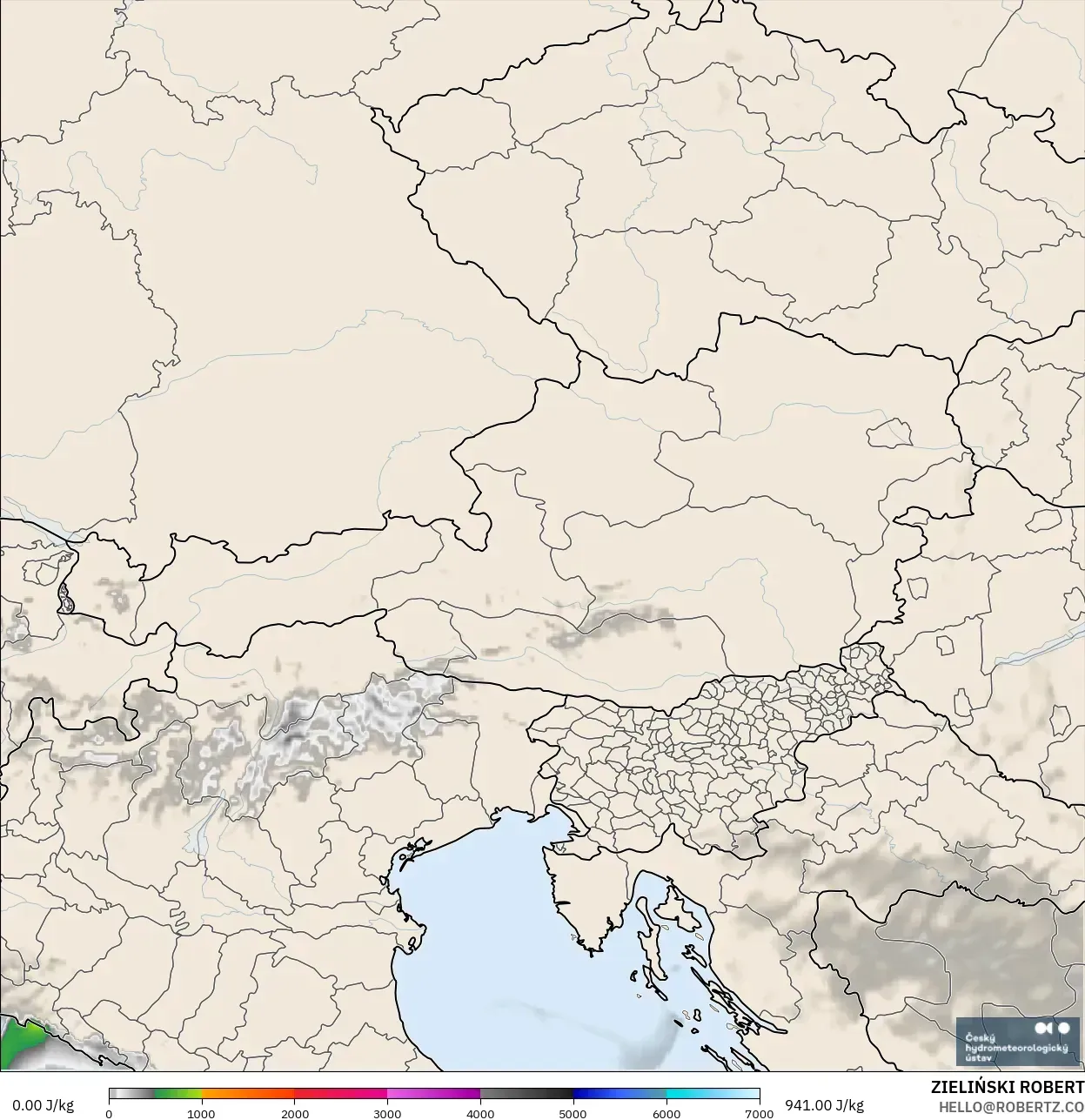 ALADIN CZ 2.3 km モデル - オーストリア, CAPE