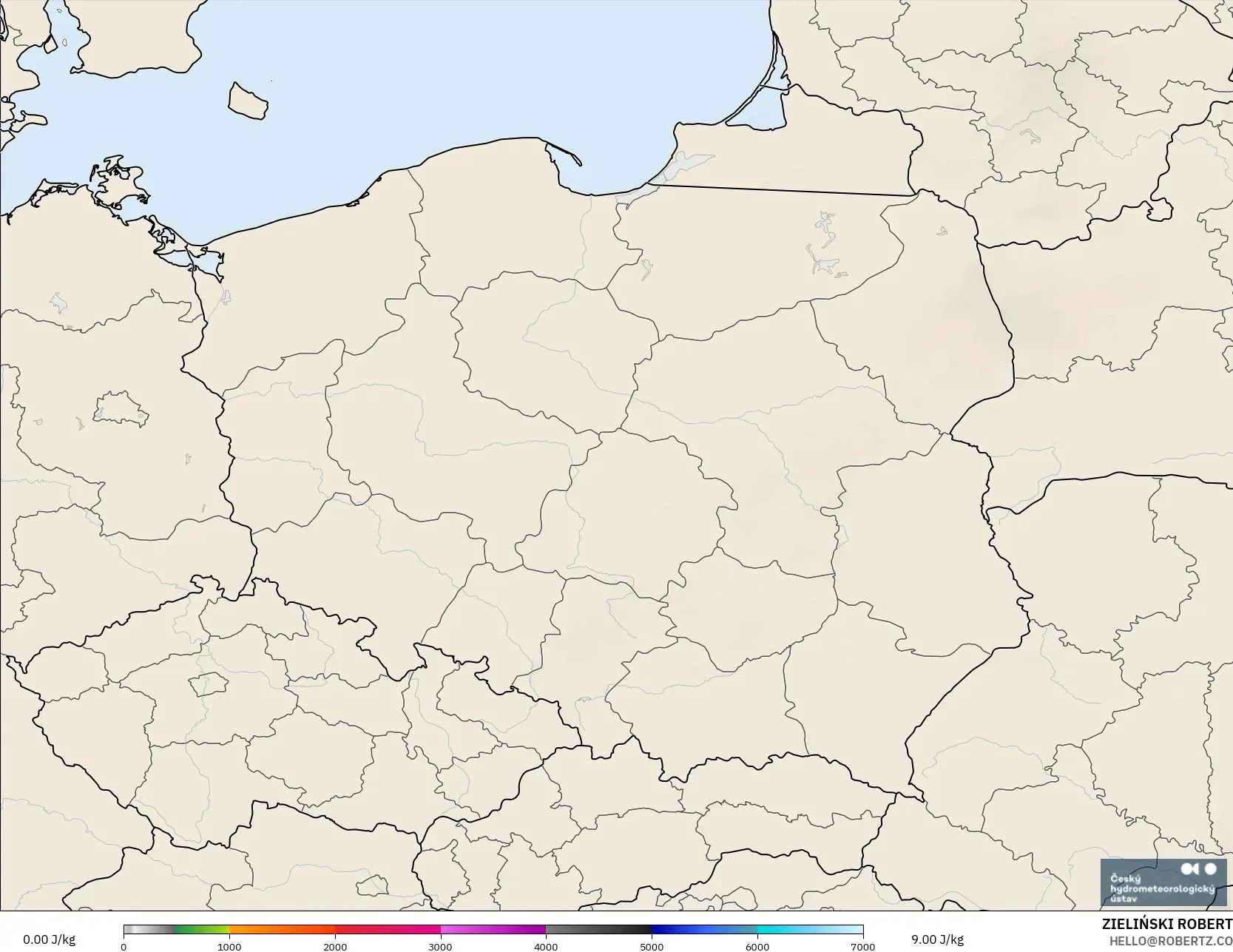 ALADIN CZ 2.3 km モデル - ポーランド, CAPE