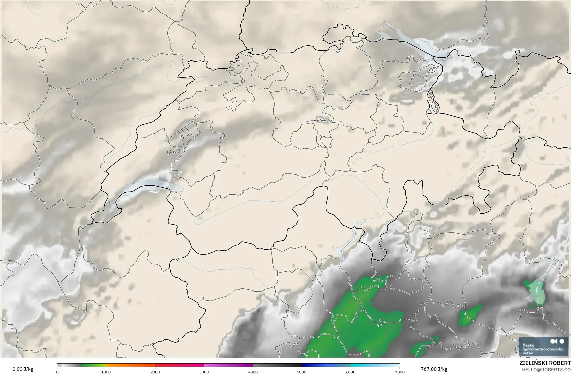 ALADIN CZ 2.3 km モデル - スイス, CAPE