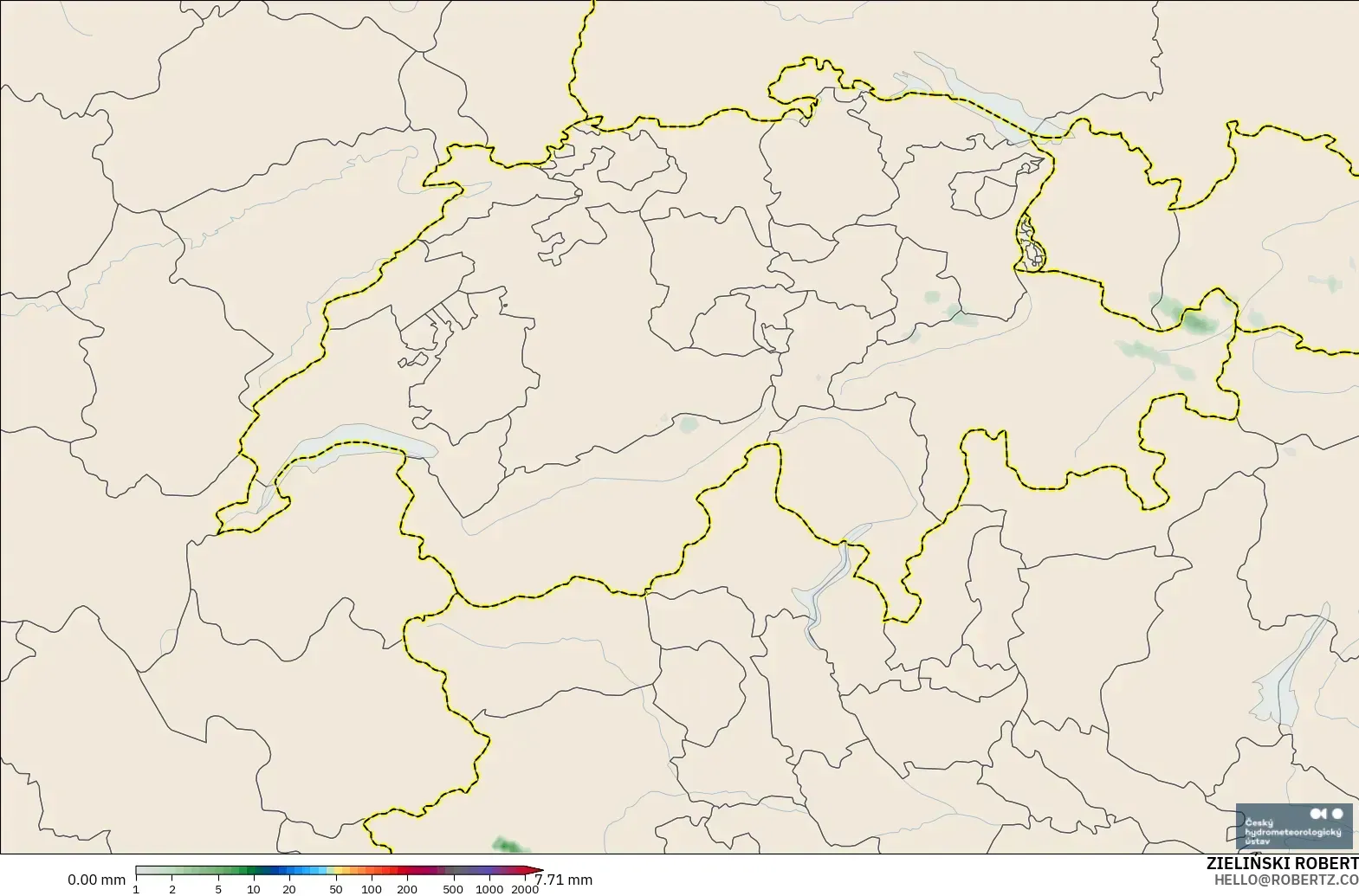 ALADIN CZ 2.3 km モデル - スイス, 降水量の合計
