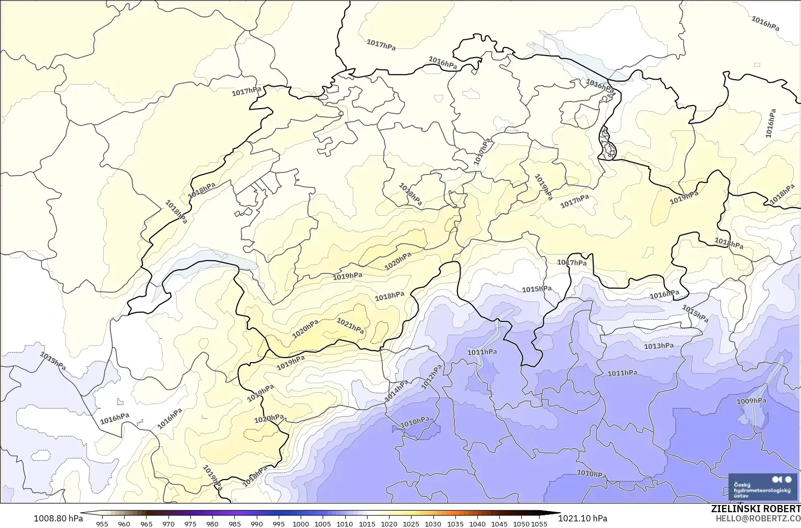 ALADIN CZ 2.3 km モデル - スイス, 気圧