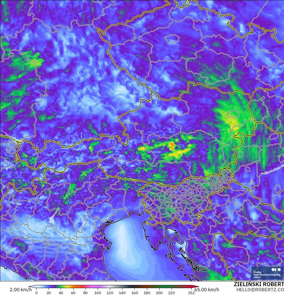 ALADIN CZ 2.3 km モデル - オーストリア, 突風