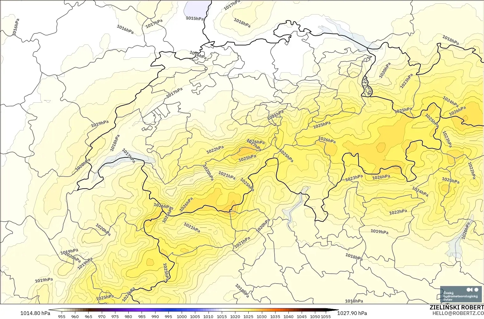 ALADIN CZ 2.3 km モデル - スイス, 気圧