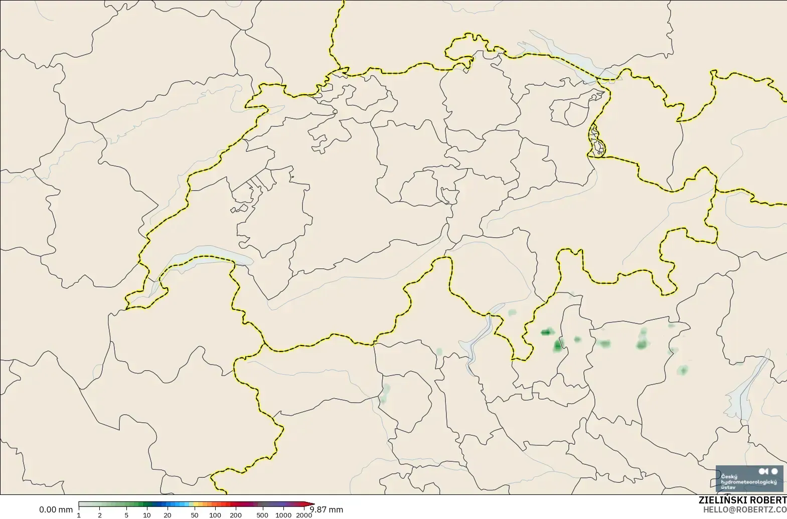 ALADIN CZ 2.3 km モデル - スイス, 降水量の合計