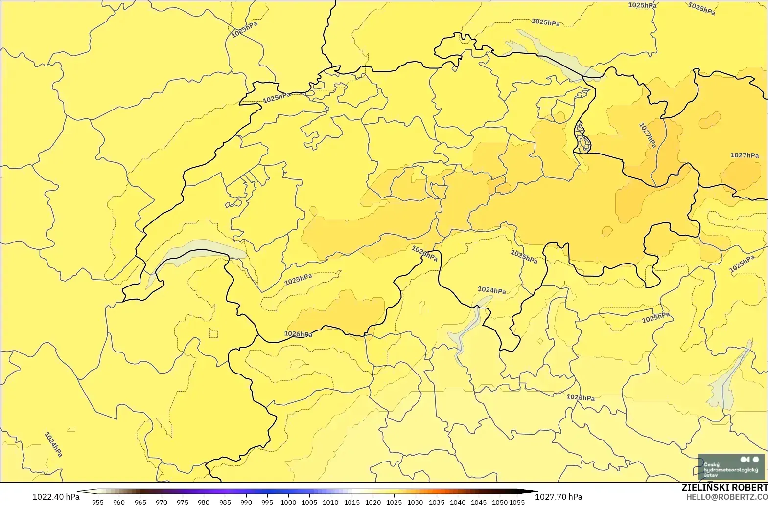 ALADIN CZ 2.3 km モデル - スイス, 気圧