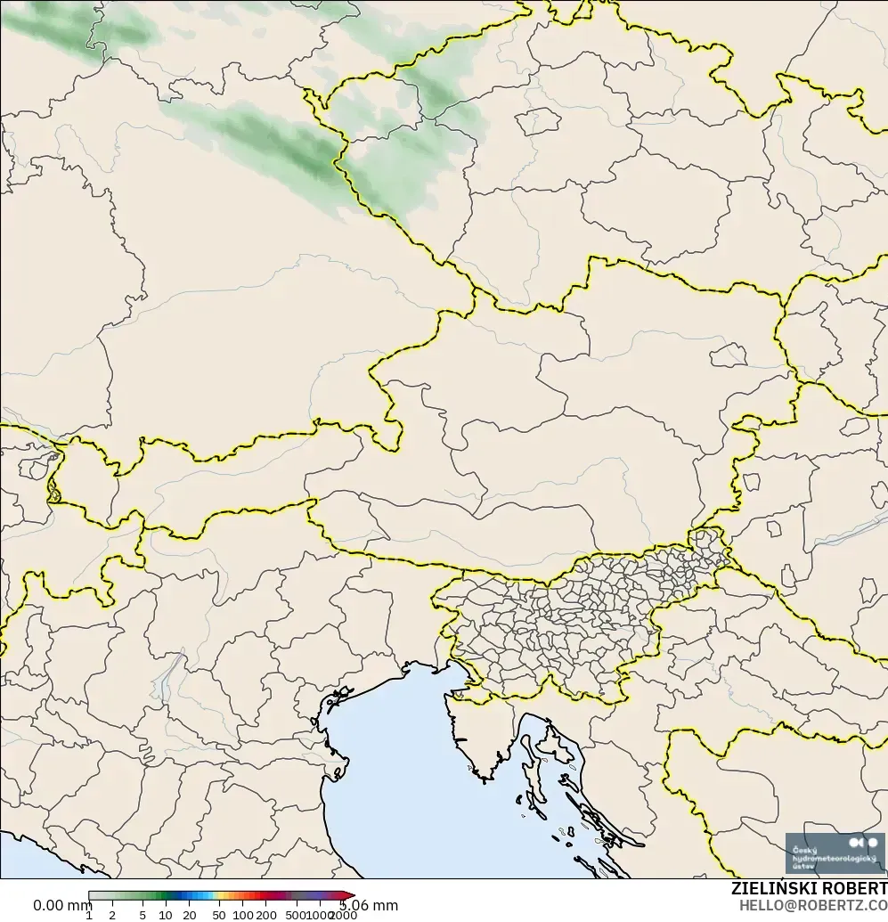 ALADIN CZ 2.3 km モデル - オーストリア, 降水量の合計