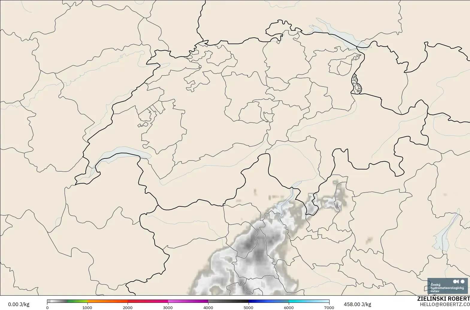 ALADIN CZ 2.3 km モデル - スイス, CAPE