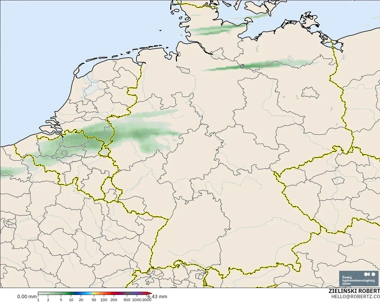 ALADIN CZ 2.3 km モデル - ドイツ, 降水量の合計