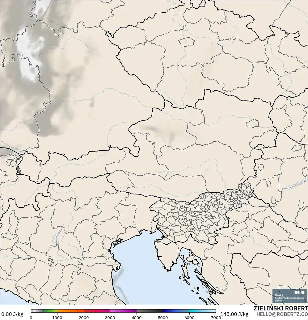 ALADIN CZ 2.3 km モデル - オーストリア, CAPE