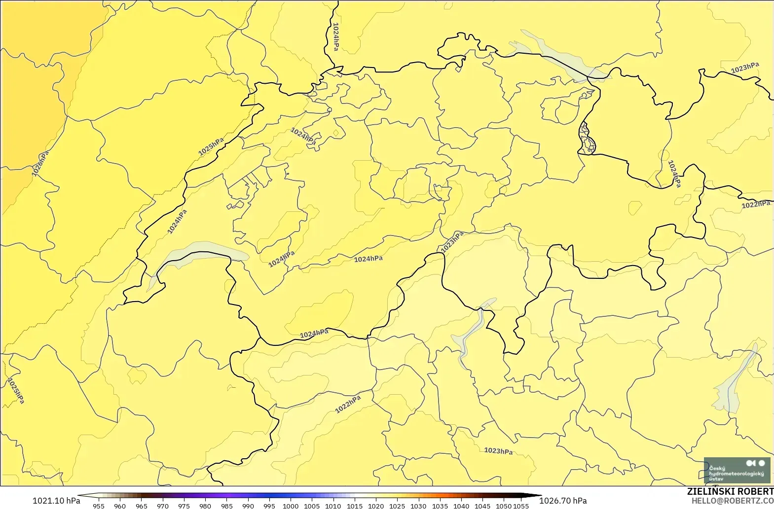 ALADIN CZ 2.3 km モデル - スイス, 気圧