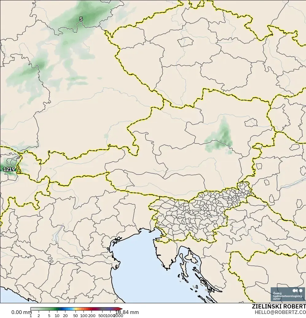 ALADIN CZ 2.3 km モデル - オーストリア, 降水量の合計
