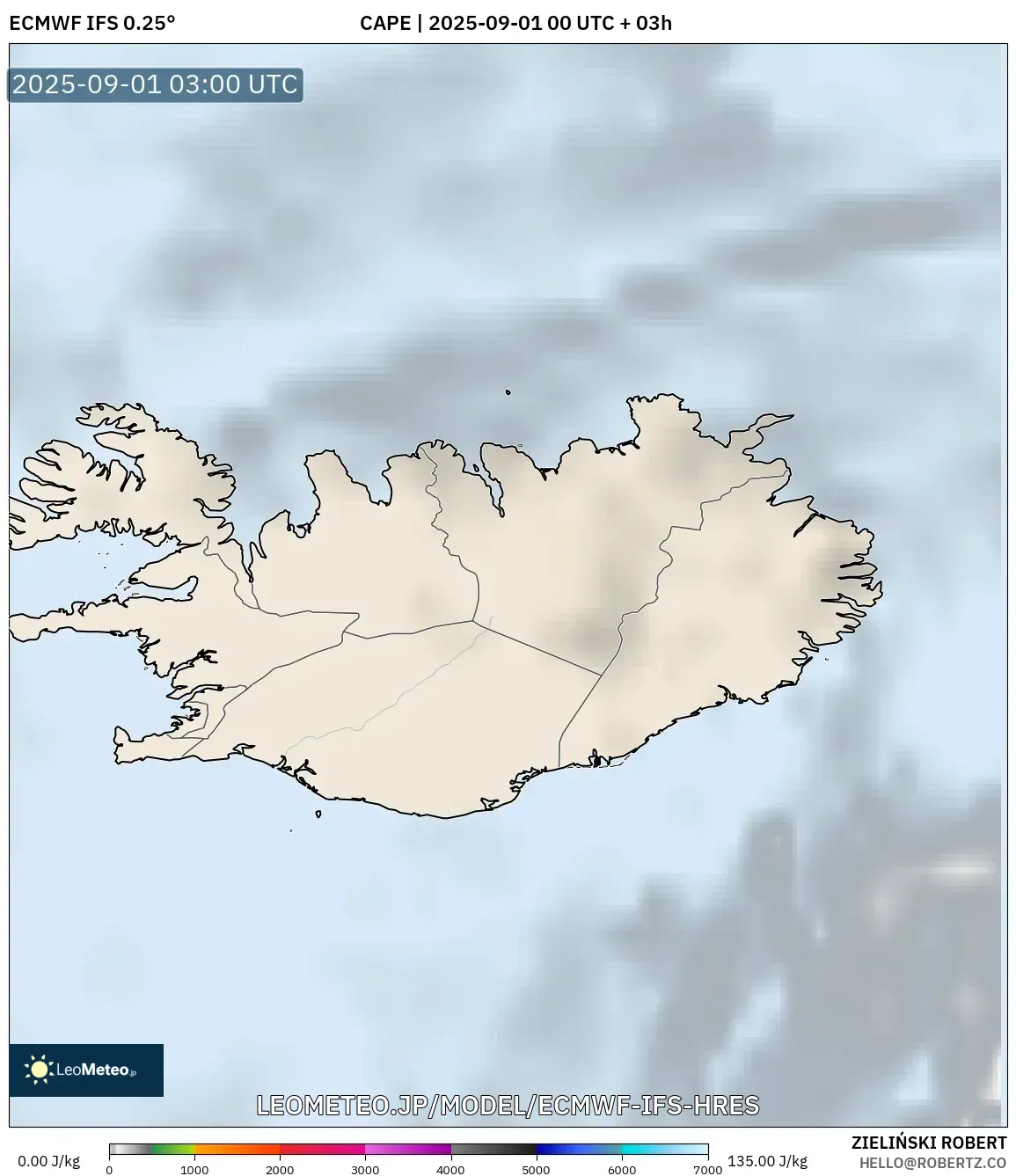 ECMWF IFS 0.25° model - アイスランド, CAPE ECMWF IFS 0.25° model - アイスランド, CAPE