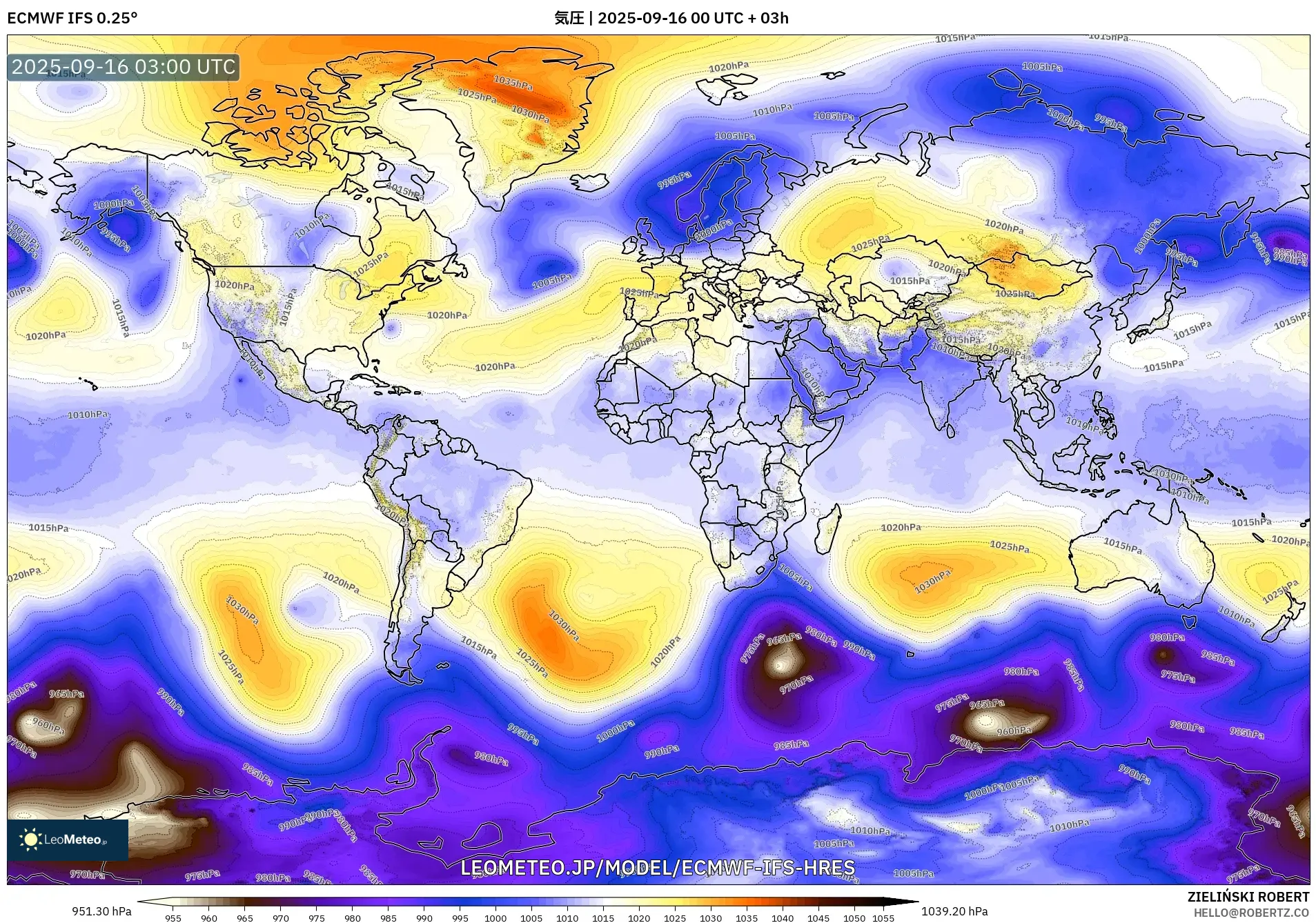 ECMWF IFS 0.25° model - 世界, 気圧