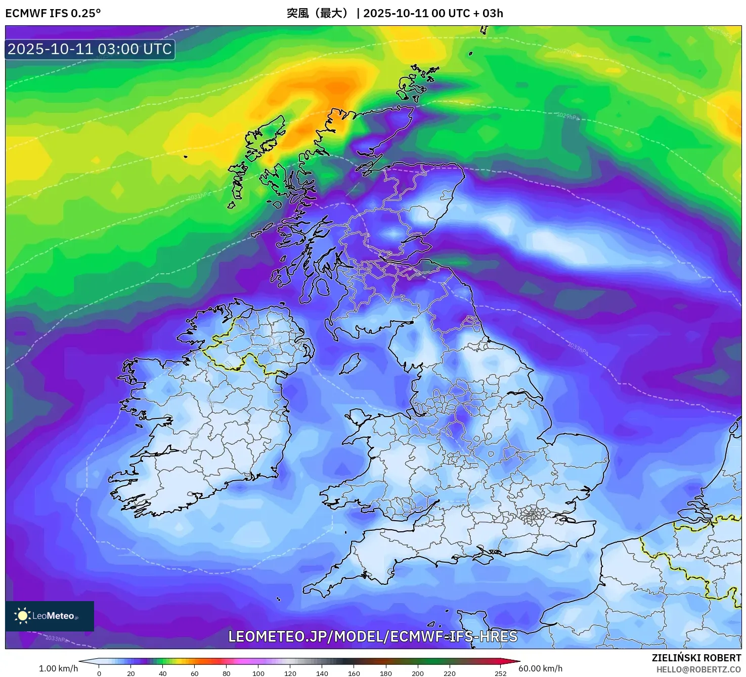 ECMWF IFS 0.25° model - イギリス, 突風(最大) ECMWF IFS 0.25° model - イギリス, 突風(最大)