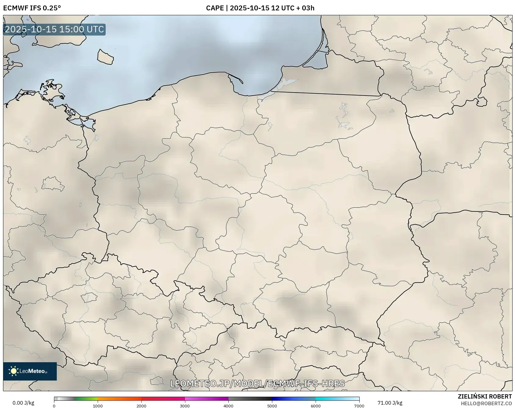 ECMWF IFS 0.25° model - ポーランド, CAPE ECMWF IFS 0.25° model - ポーランド, CAPE