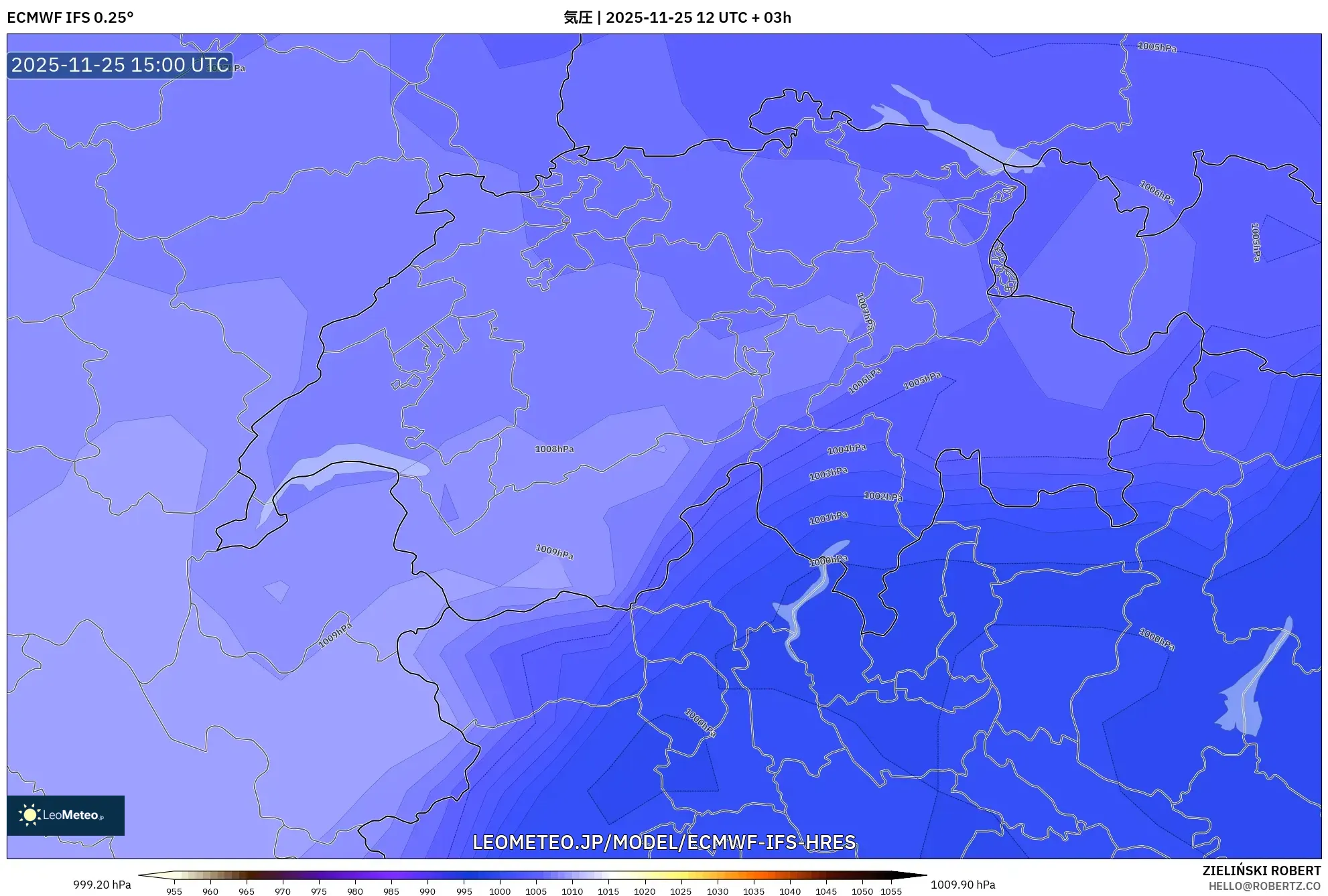 ECMWF IFS 0.25° model - スイス, 気圧