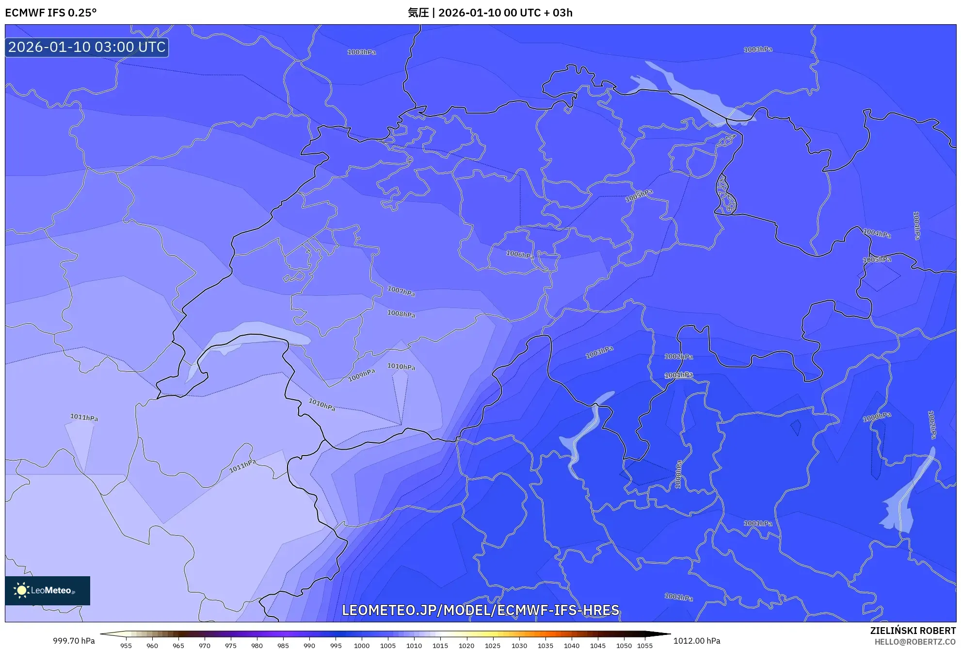 ECMWF IFS 0.25° model - スイス, 気圧