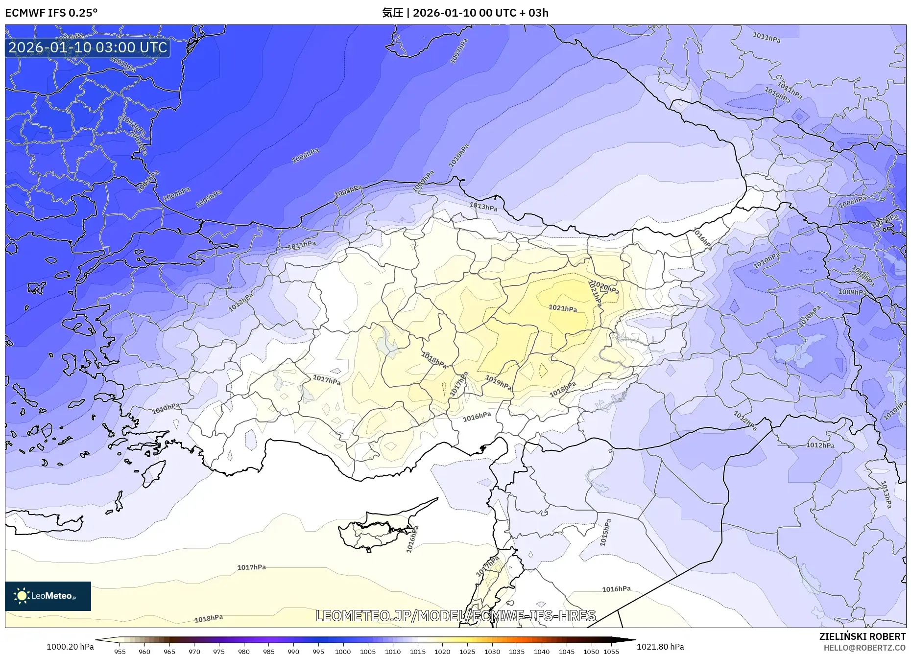 ECMWF IFS 0.25° model - トルコ, 気圧