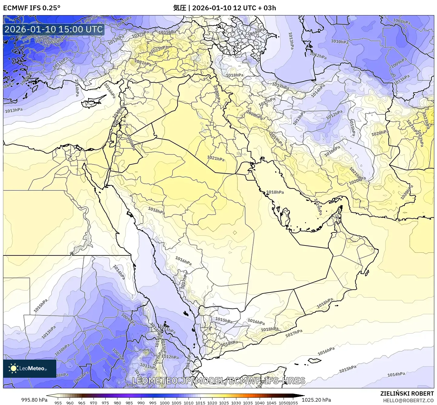 ECMWF IFS 0.25° model - 中東, 気圧