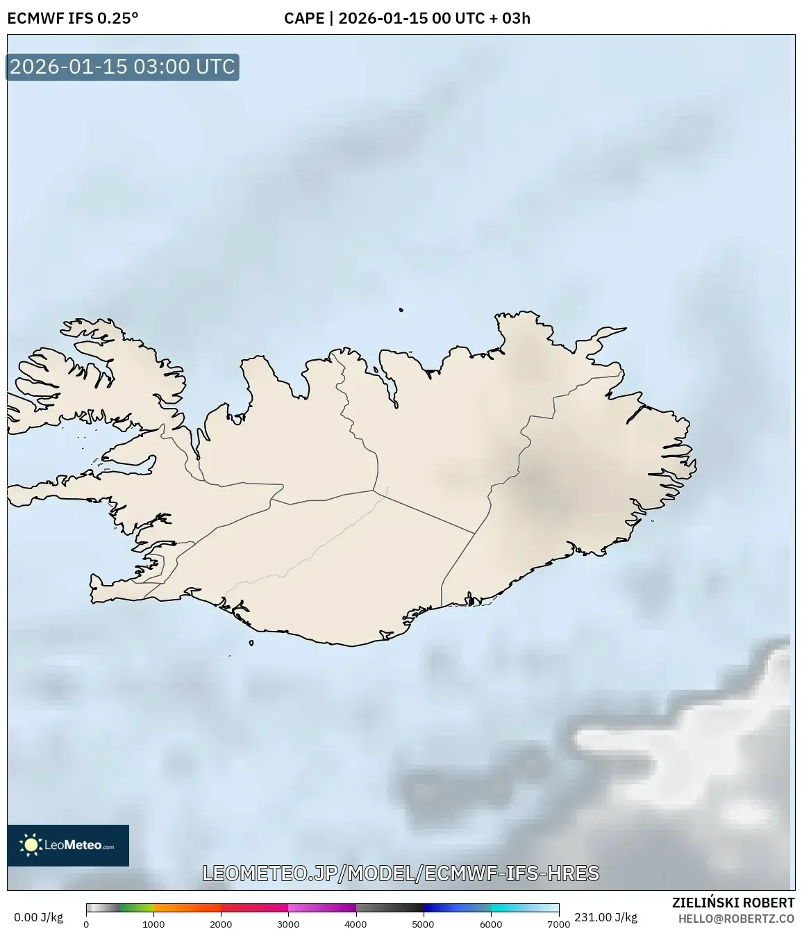 ECMWF IFS 0.25° model - アイスランド, CAPE