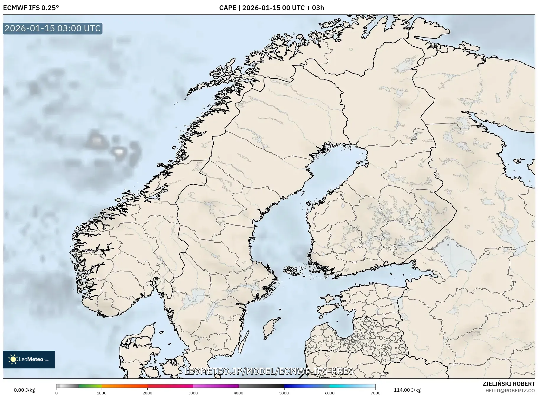 ECMWF IFS 0.25° model - スカンジナビア, CAPE