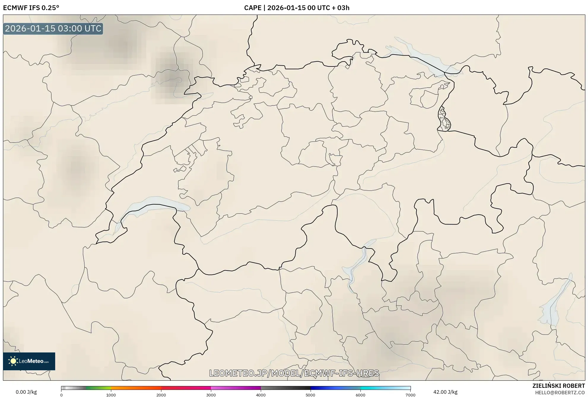 ECMWF IFS 0.25° model - スイス, CAPE