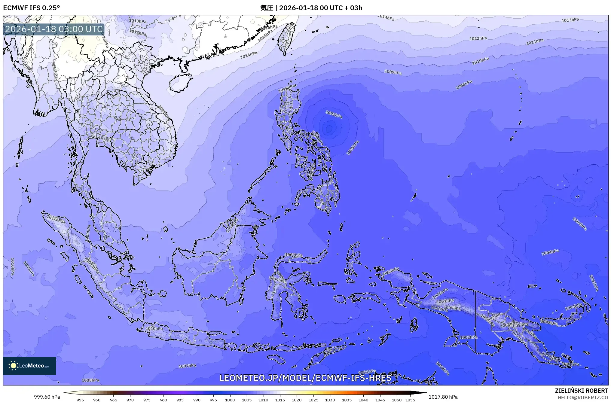 ECMWF IFS 0.25° model - 東南アジア, 気圧