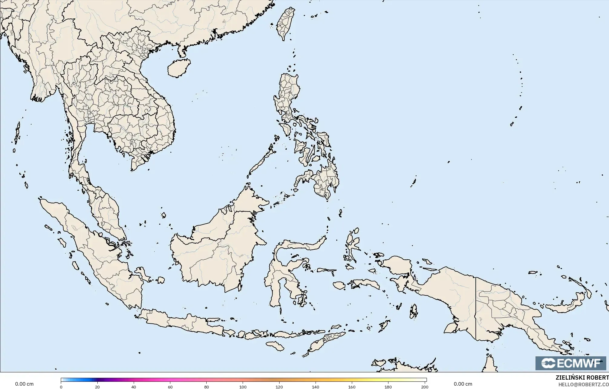 ECMWF IFS 0.25° モデル - 東南アジア, 積雪深