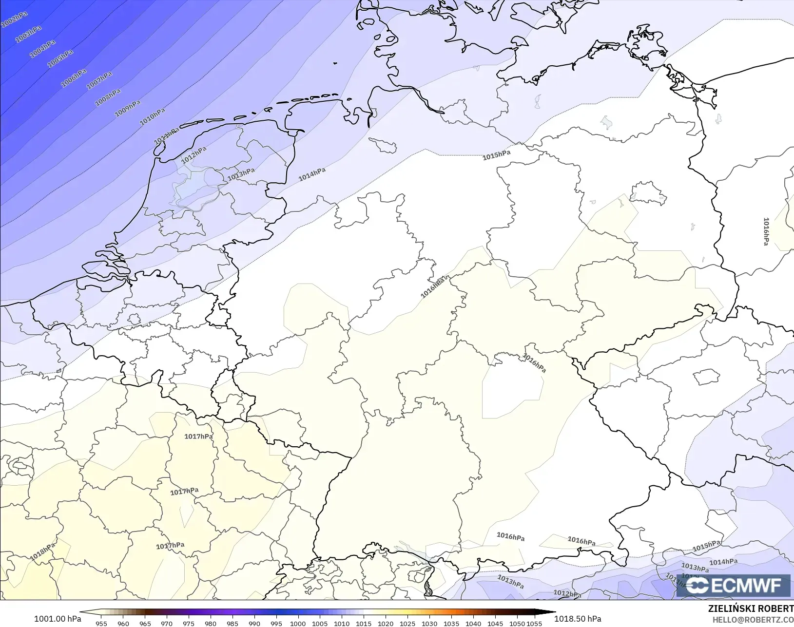 ECMWF IFS 0.25° モデル - ドイツ, 気圧