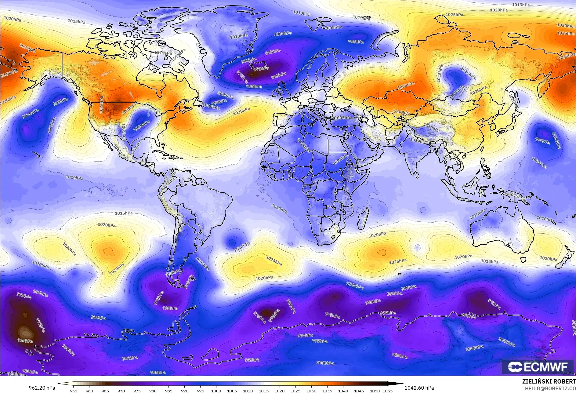 ECMWF IFS 0.25° モデル - 世界, 気圧