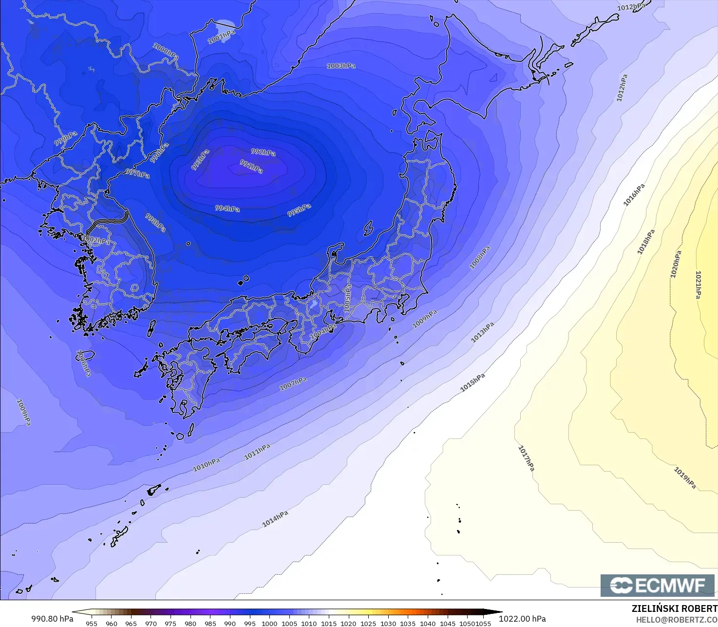 ECMWF IFS 0.25° モデル - 日本, 気圧