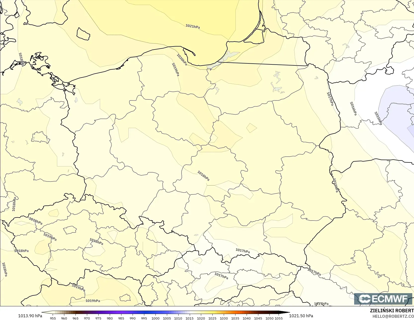 ECMWF IFS 0.25° モデル - ポーランド, 気圧
