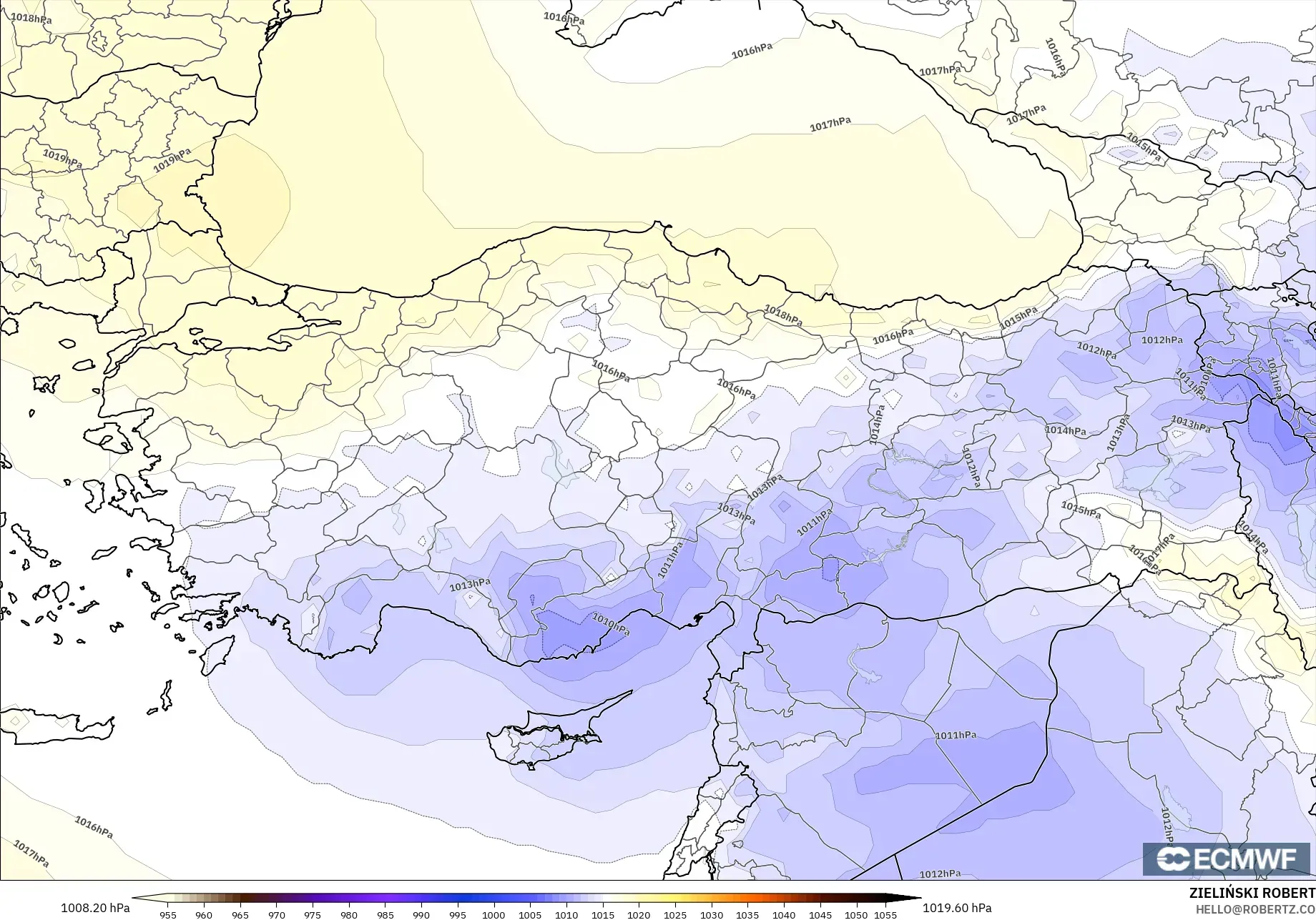 ECMWF IFS 0.25° モデル - トルコ, 気圧