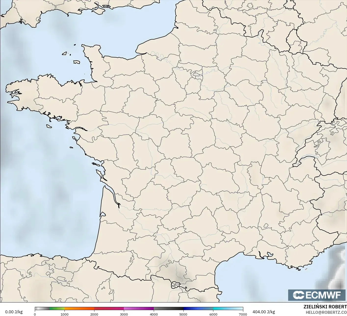 ECMWF IFS 0.25° モデル - フランス, CAPE