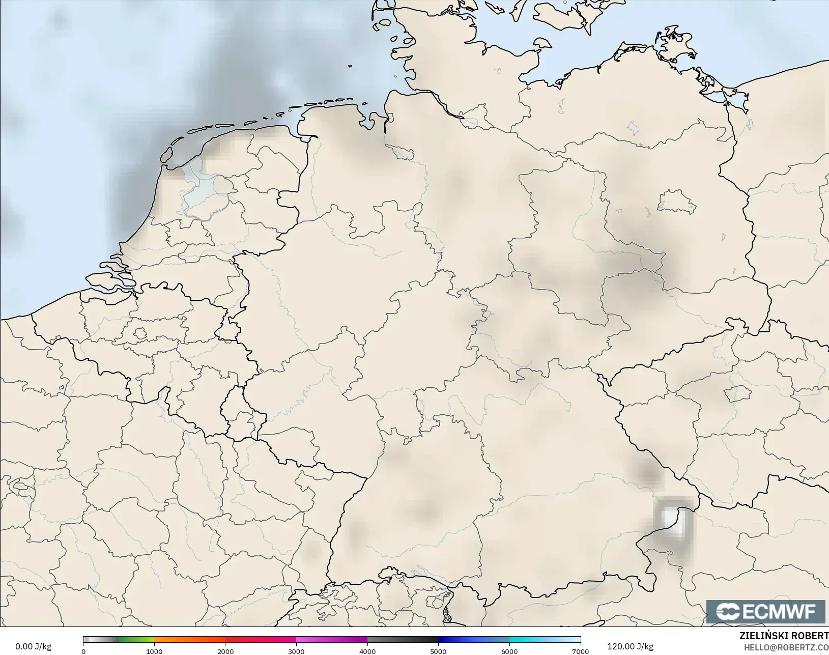 ECMWF IFS 0.25° モデル - ドイツ, CAPE