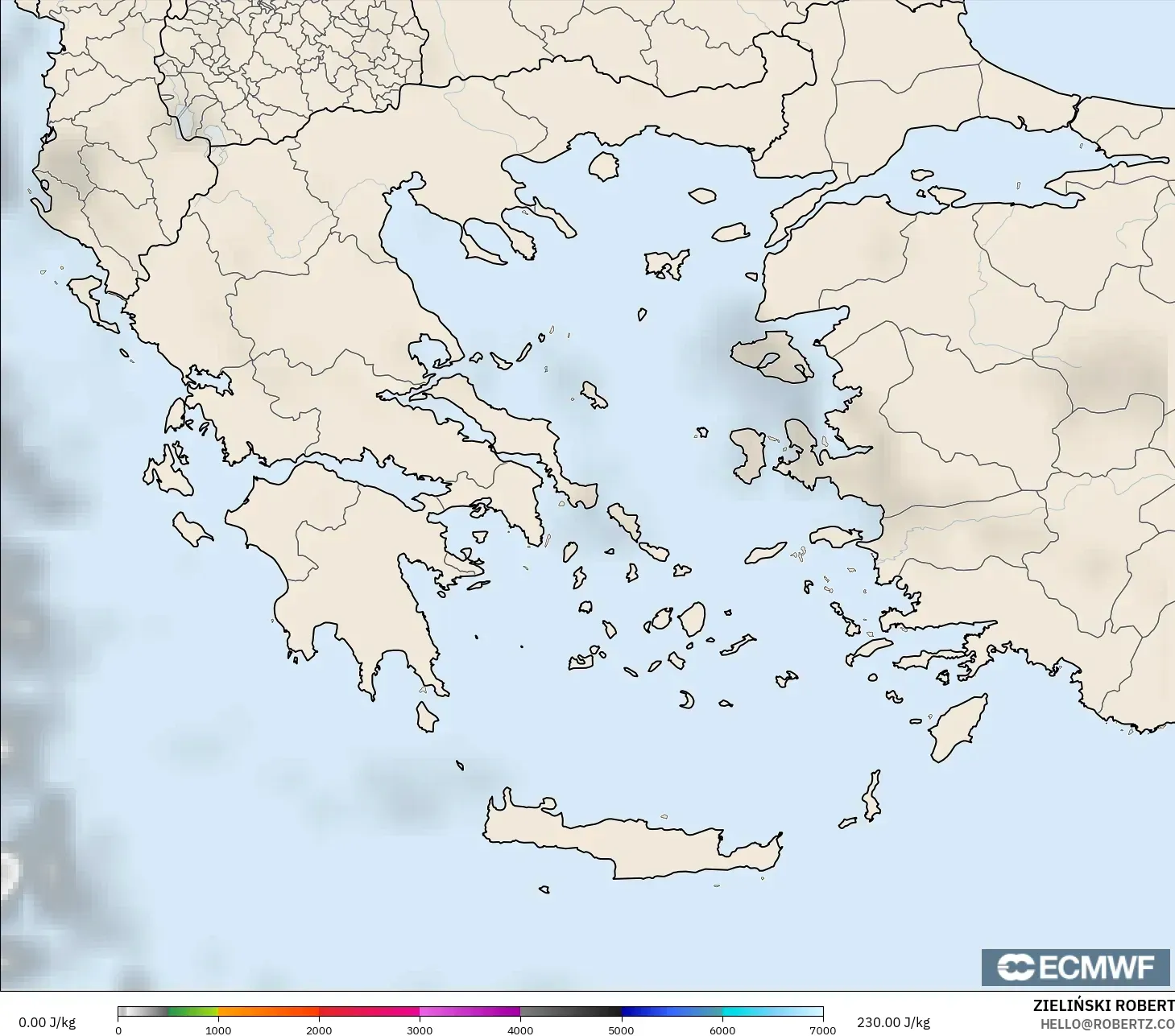 ECMWF IFS 0.25° モデル - ギリシャ, CAPE