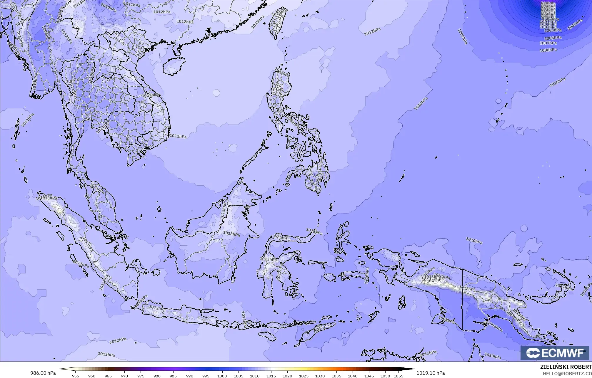 ECMWF IFS 0.25° モデル - 東南アジア, 気圧