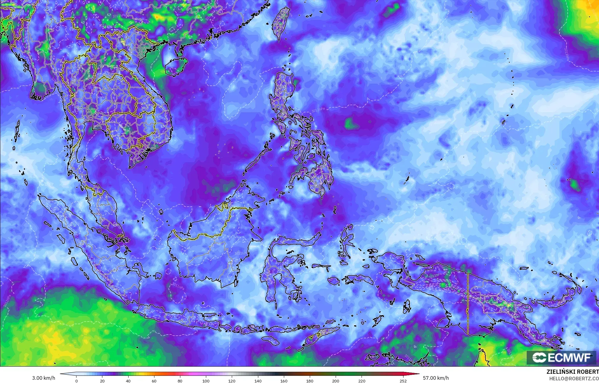 ECMWF IFS 0.25° モデル - 東南アジア, 突風