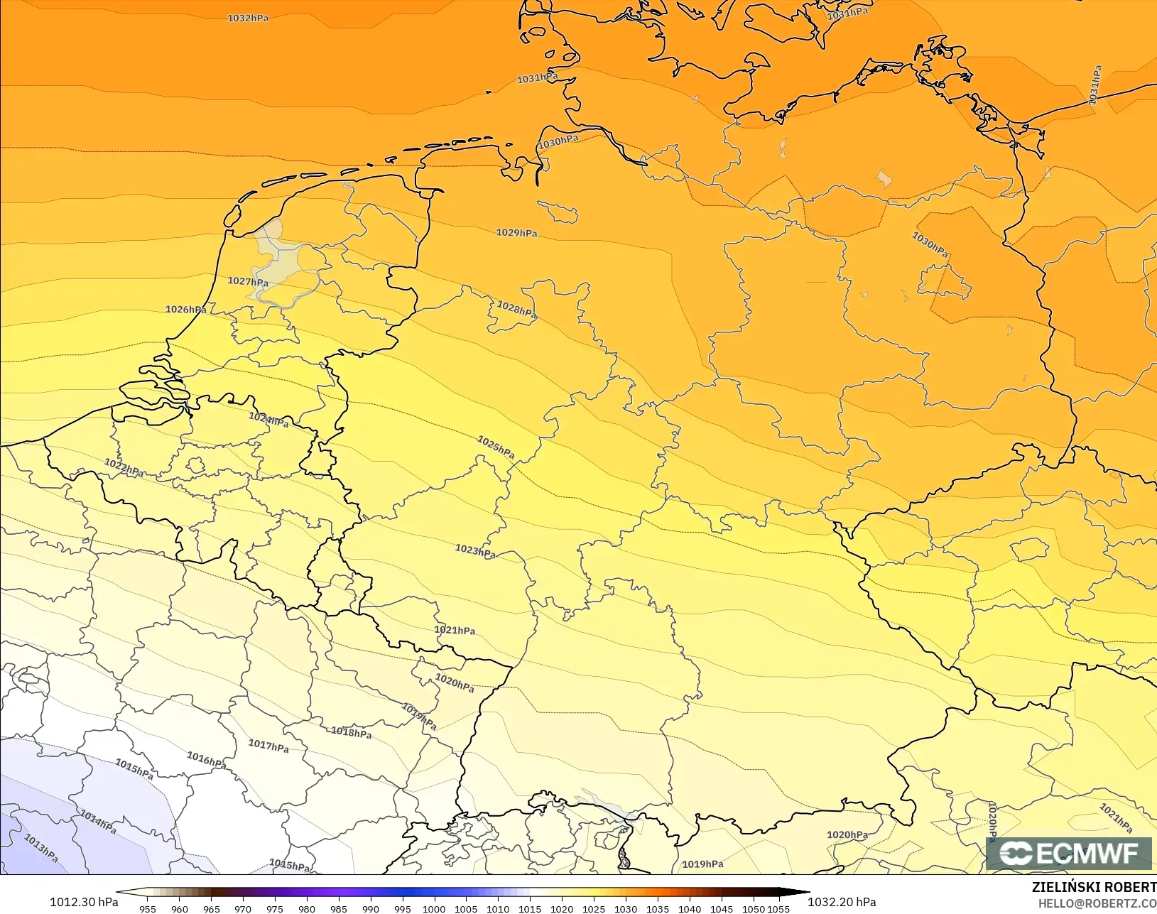 ECMWF IFS 0.25° モデル - ドイツ, 気圧