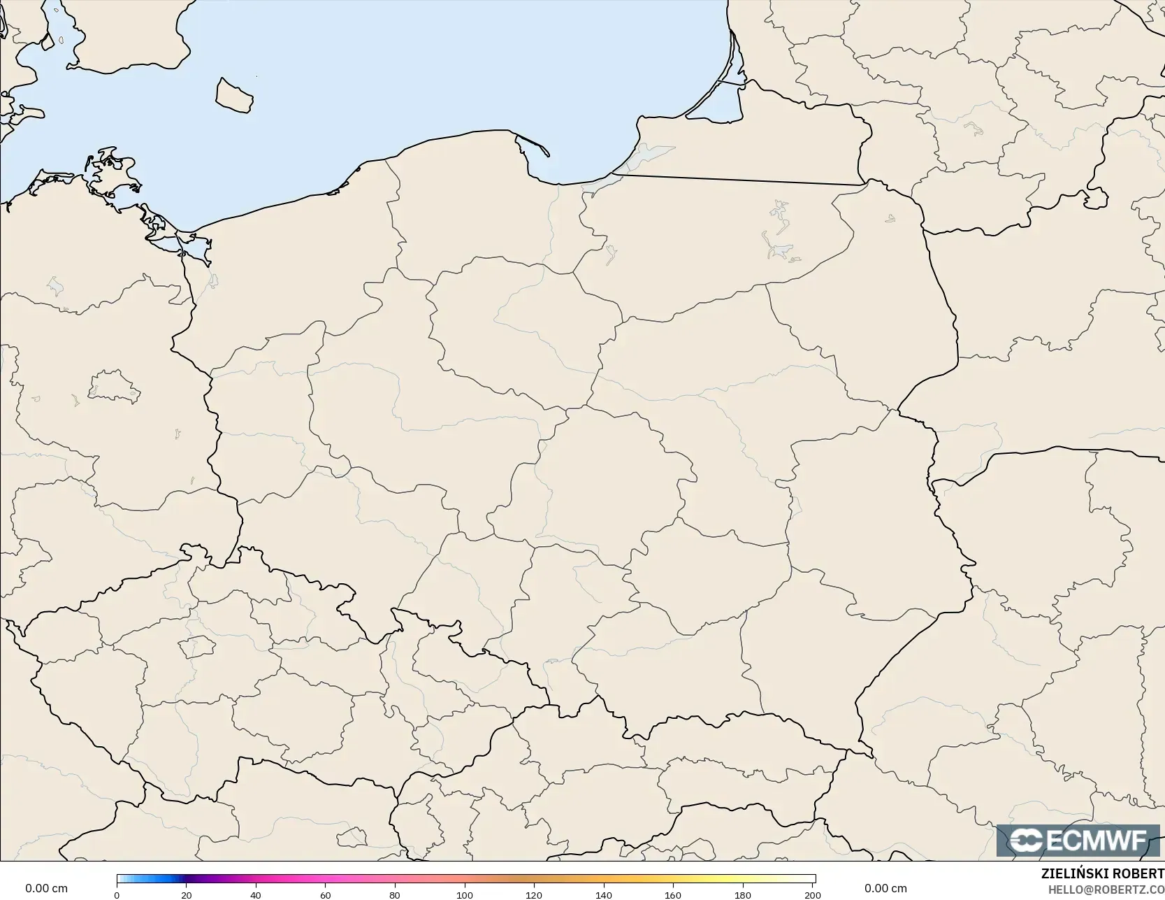 ECMWF IFS 0.25° モデル - ポーランド, 積雪深