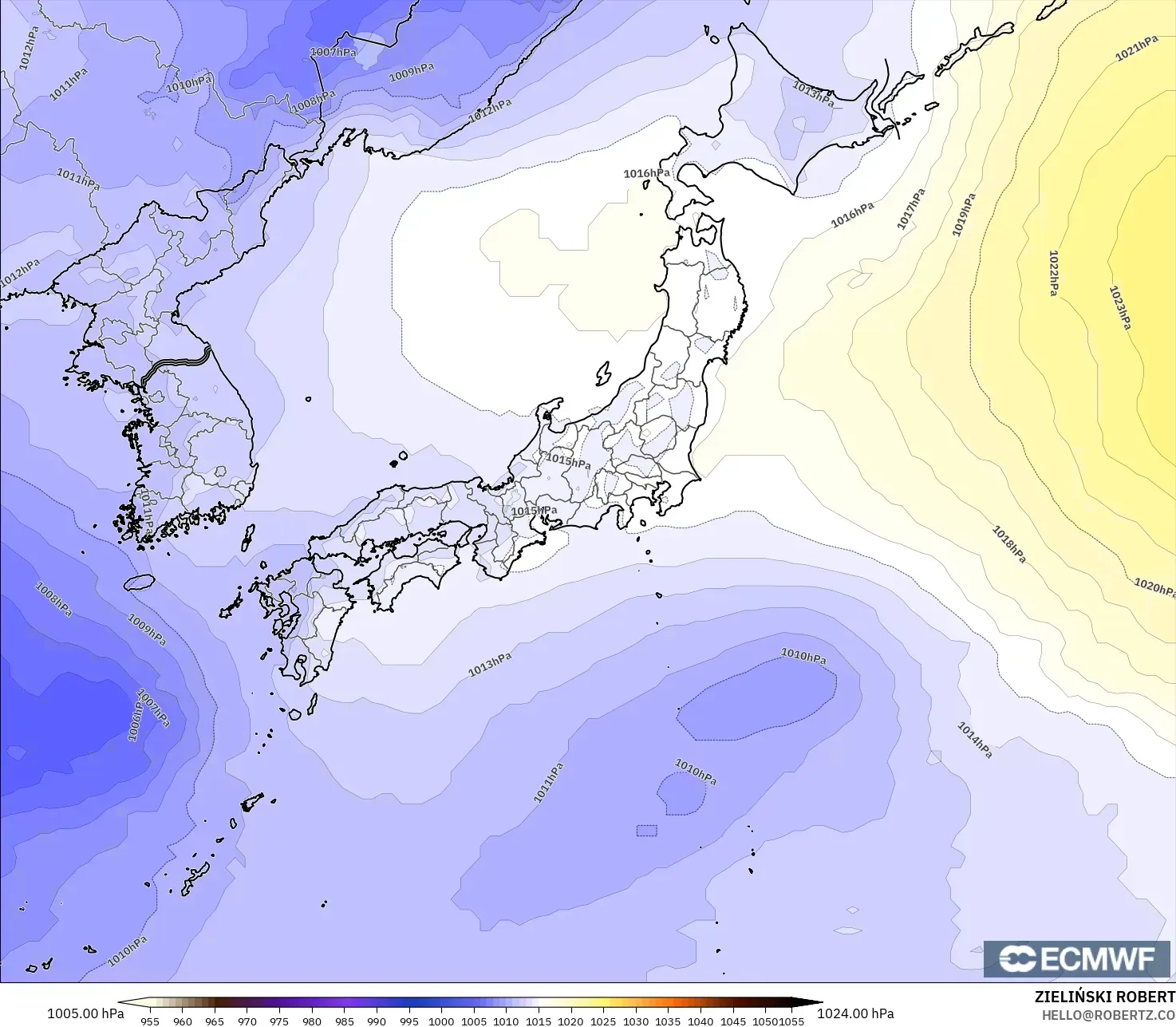 ECMWF IFS 0.25° モデル - 日本, 気圧